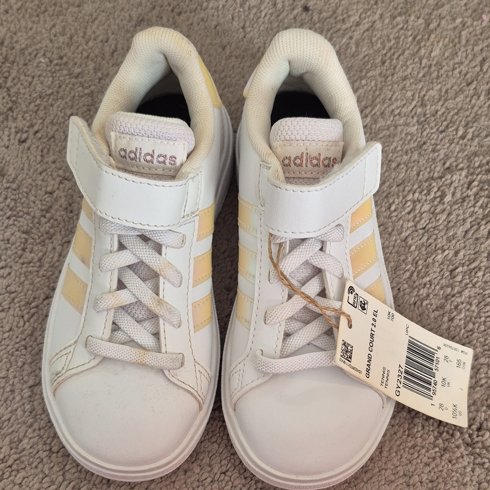 Adidas Kids White and Cream Sneakers